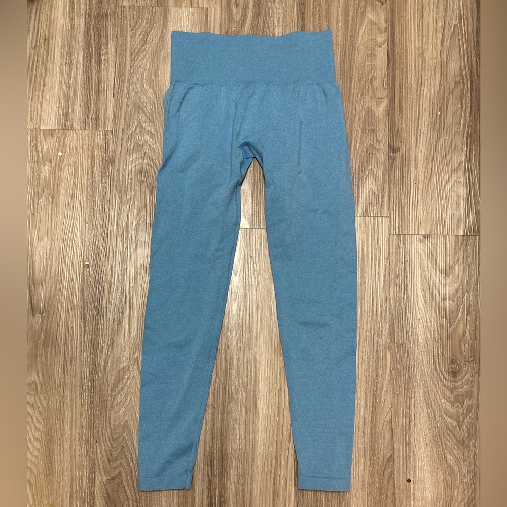 NVGTN Aqua Blue Stretch Ankle Leggings Thick Waistband Women’s Size Medium